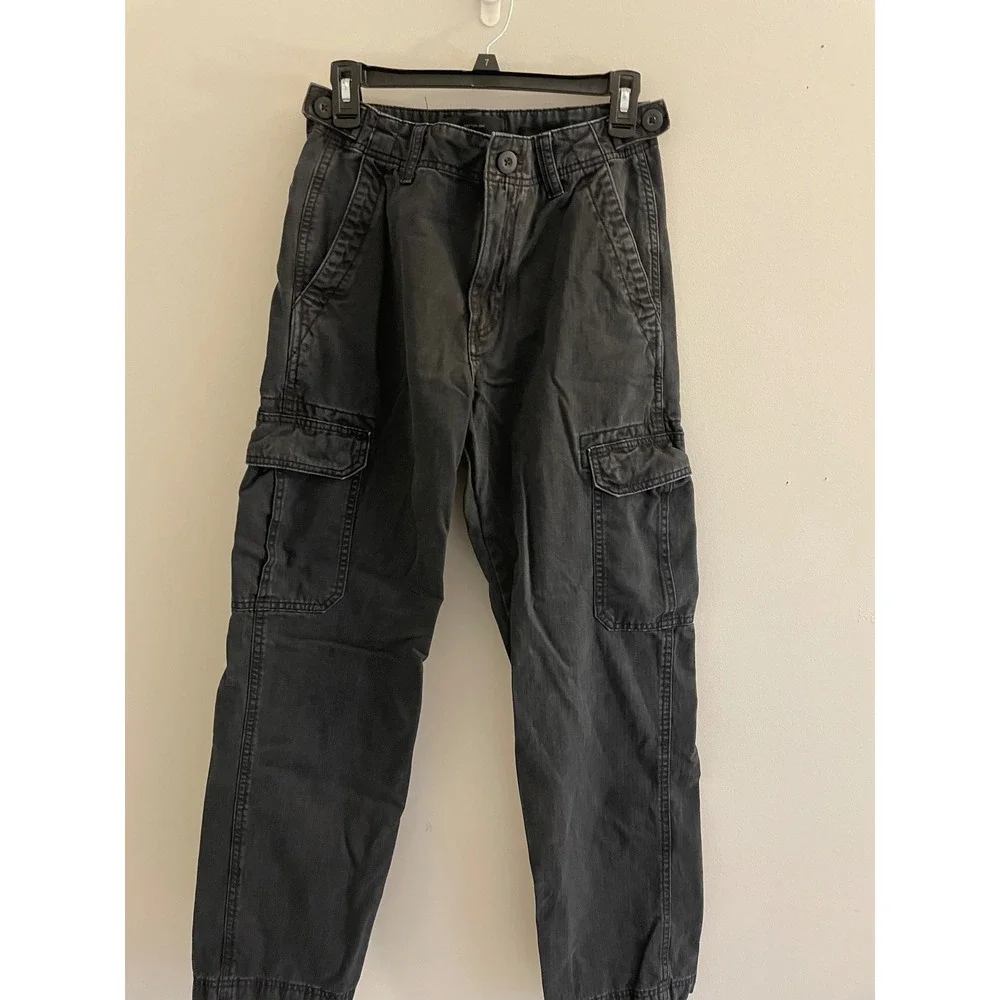 Cotton On Mens Cargo Pants 28 Black Herringbone‎ Utility Workwear Trousers 28171